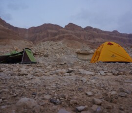 Two tents in desert