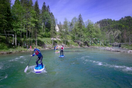 Czech team of SUP rider practising whitewater