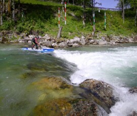 Slalom course in Wildalpen with a Stand Up Paddle